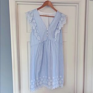 LOFT Light Blue and White Striped Top